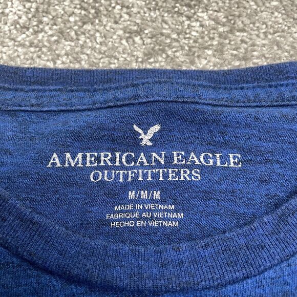 American Eagle Outfitters Wave Pocket Tee Mens Medium Heather Blue Beach T-Shirt - Picture 3 of 12